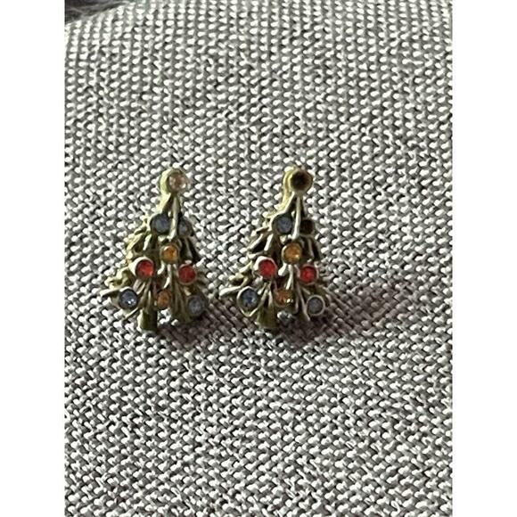 ART Arthur Pepper Brooch Pin Set Christmas Tree signed Gold tone Rhinestone Vtg - Picture 6 of 6